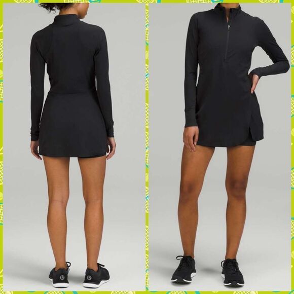 Lululemon Nulux Long-Sleeve Tennis Dress Black‎ Size 2 NWT 🎾